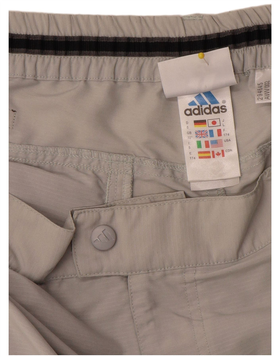 Adidas Herren Caprihose W32 L21 Graues Polyamid