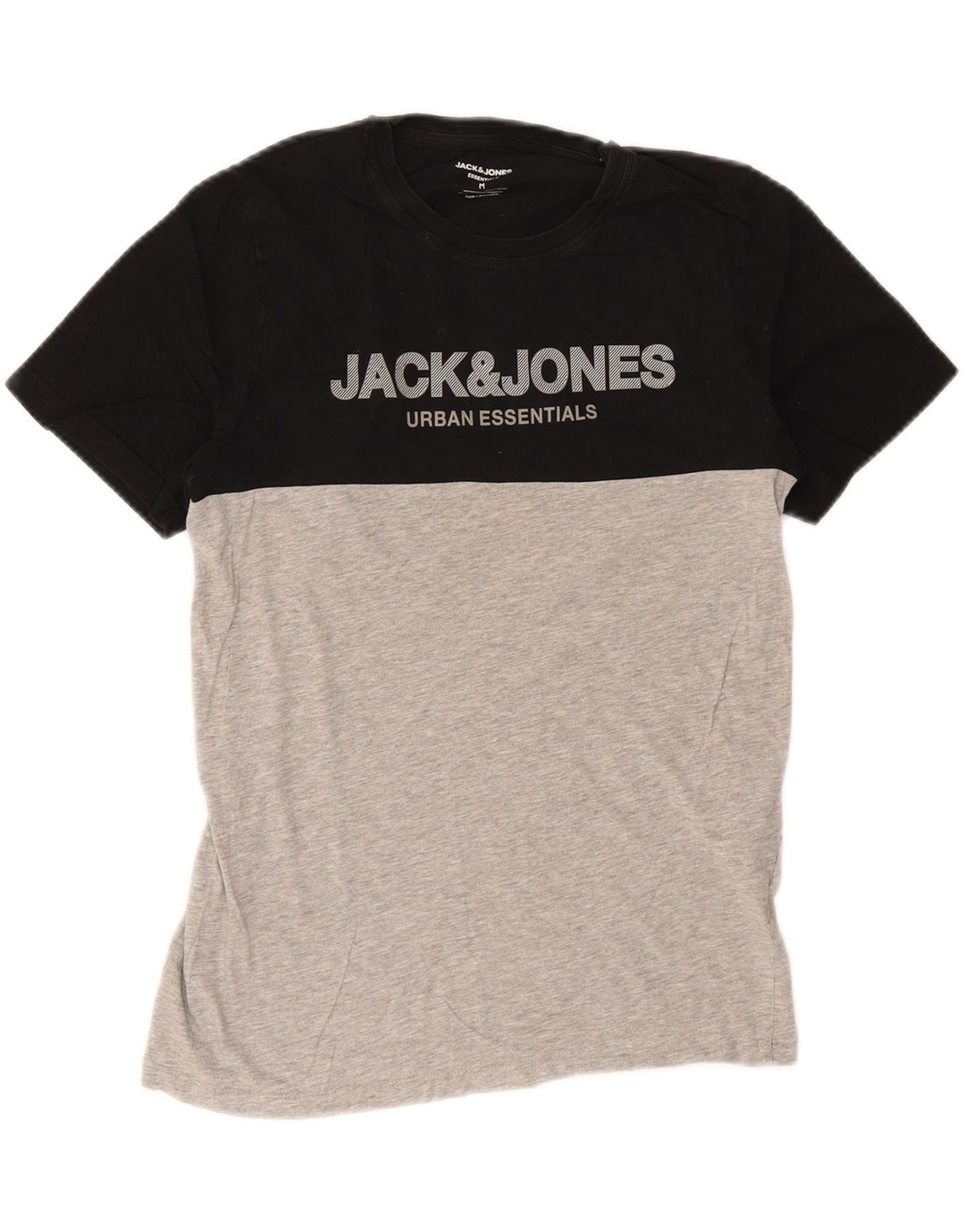 JACK & JONES Herren-T-Shirt mit Grafik, Mittelschwarz, Colourblock-Baumwolle