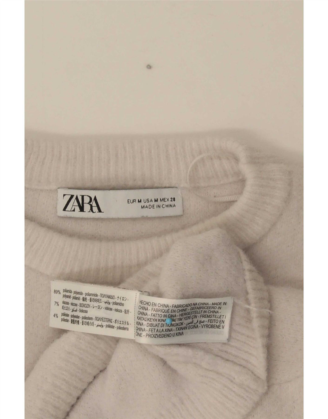 Zara Damen Crop Oversized Pullover mit Rundhalsausschnitt, Gr. 14, Mittelgrau
