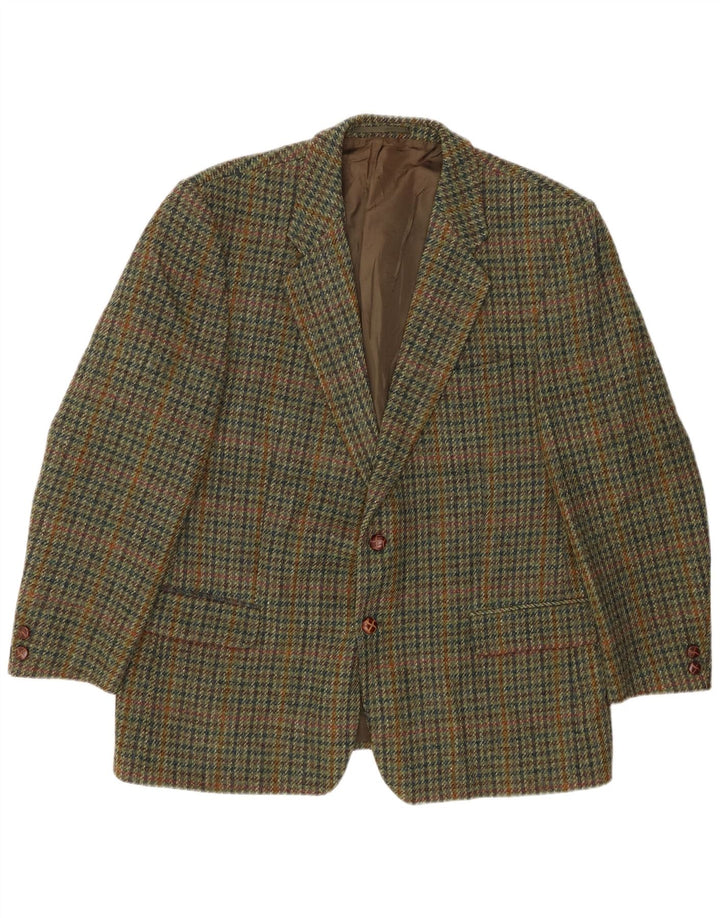 HARRIS TWEED Herren-Blazer mit 2 Knöpfen, Gr. 40, Khaki, Hahnentrittmuster