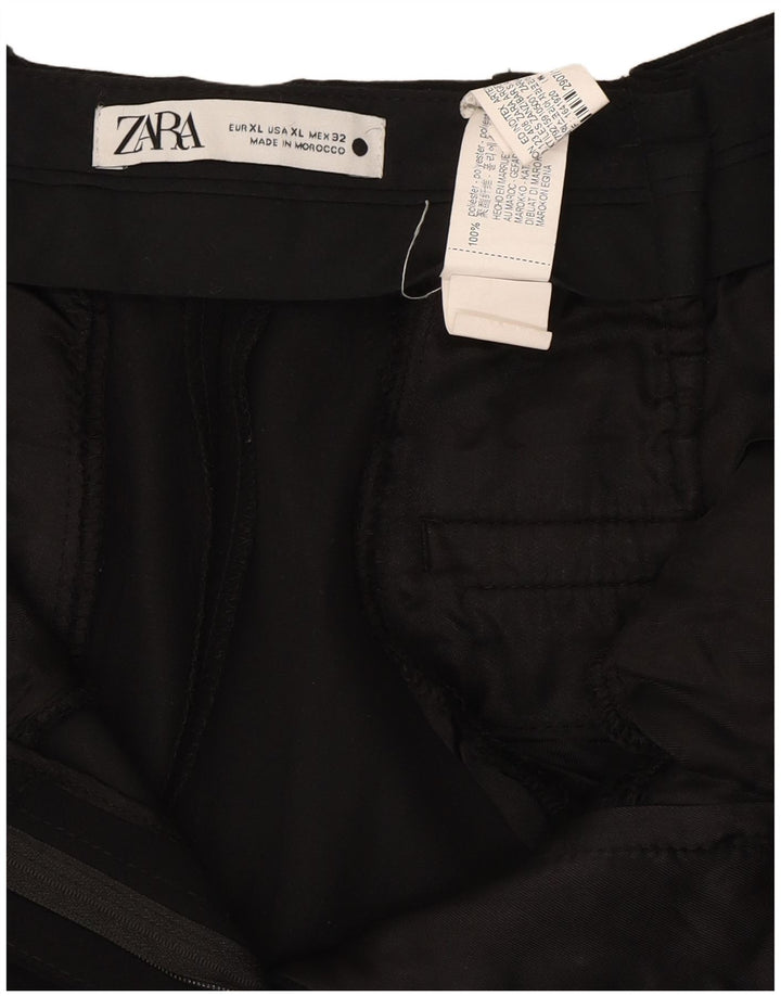 Zara Damen Chinoshorts XL W32 Schwarz Polyester