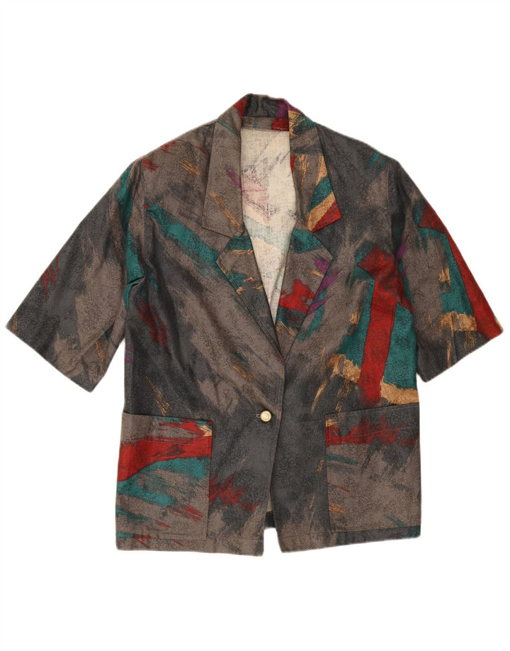 Vintage Damen 1 Knopf Blazer Jacke UK 14 Medium Mehrfarbig