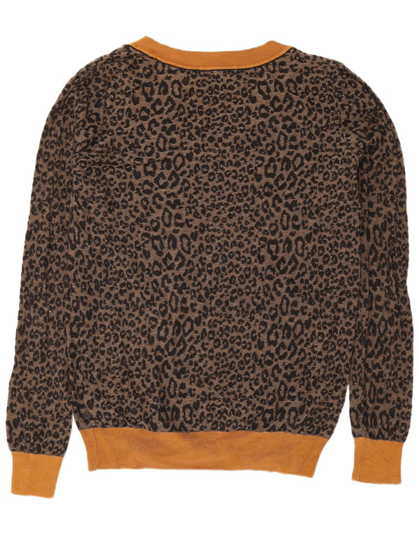 Scotch & Soda Damen-Pullover mit V-Ausschnitt, Gr. 18, XL, Braun, Tiermuster