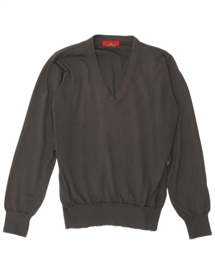 Zara Herren Pullover mit V-Ausschnitt Mittelgrau
