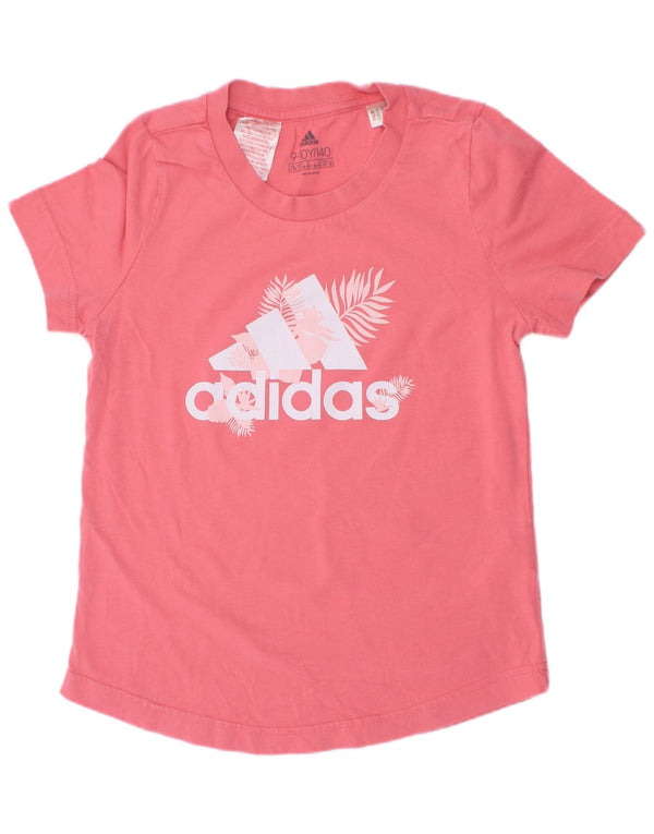 Adidas Mädchen Grafik T-Shirt Top 9–10 Jahre Rosa Blumen Baumwolle