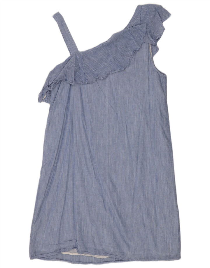 Oasis Damen One-Shoulder-Kleid UK 14 Mittelblaue Baumwolle