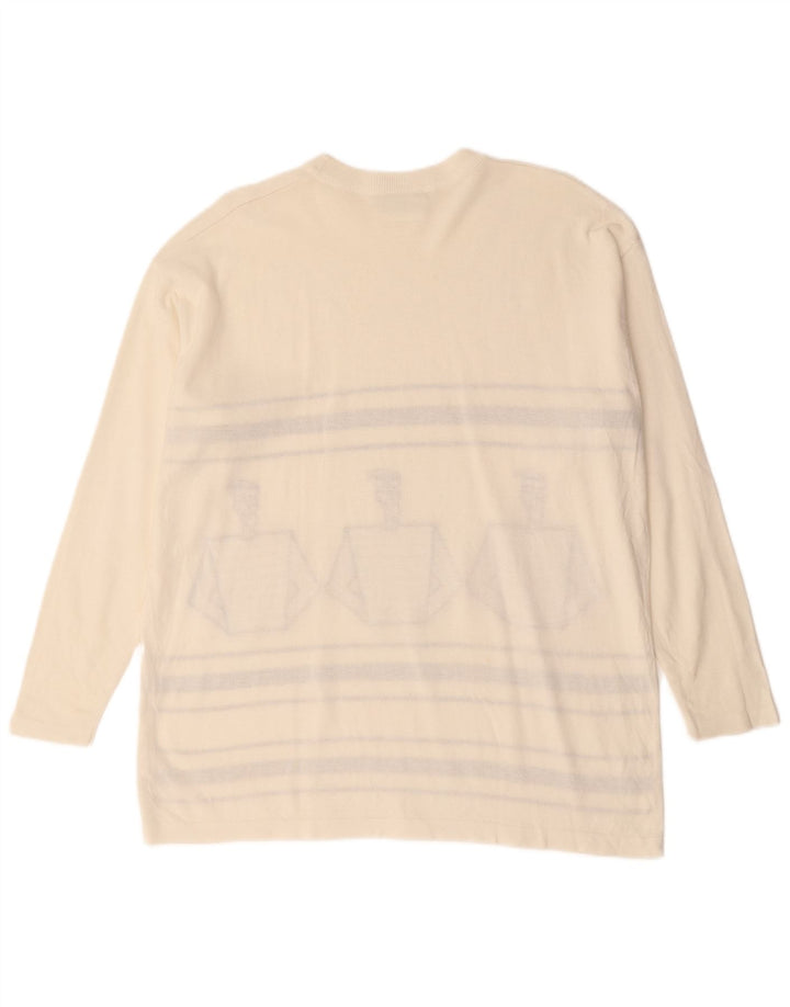 Sevres Herren-Grafikoberteil, langärmelig, XL, gebrochenes Weiß, gestreift