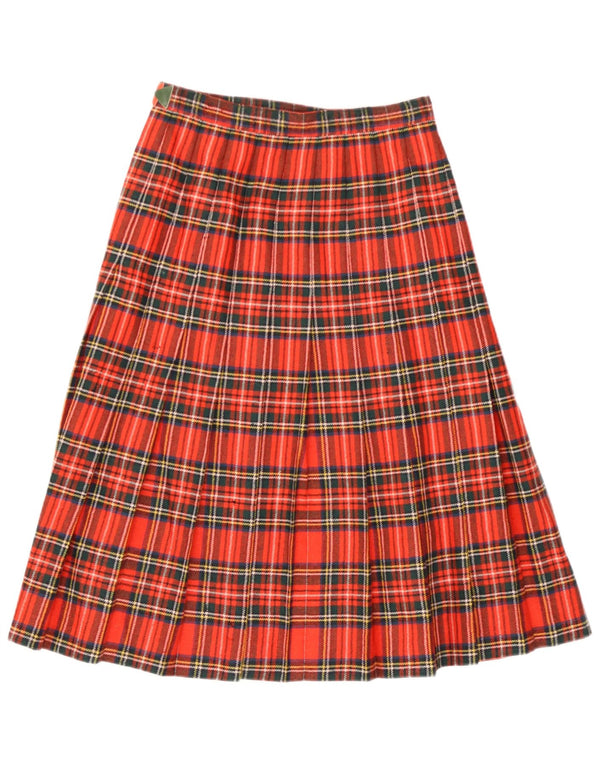 Vintage Damen Wickelrock IT 42 Medium W26 Rot karierte Schurwolle