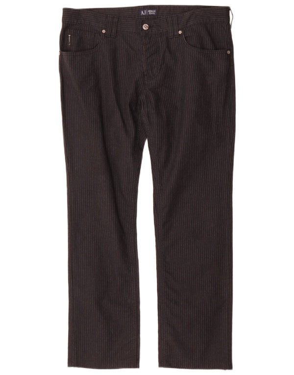Armani Herren gerade Freizeithose W33 L30 graue Nadelstreifen-Baumwolle
