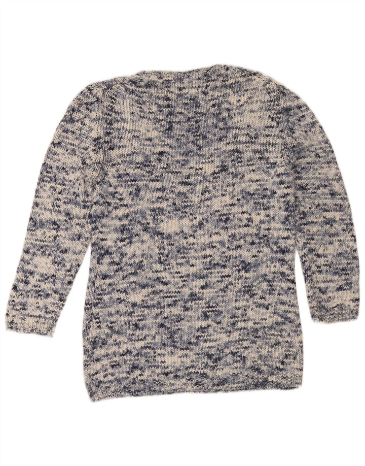 Massimo Dutti Damen-Pullover mit V-Ausschnitt, UK 14, mittleres Marineblau meliert
