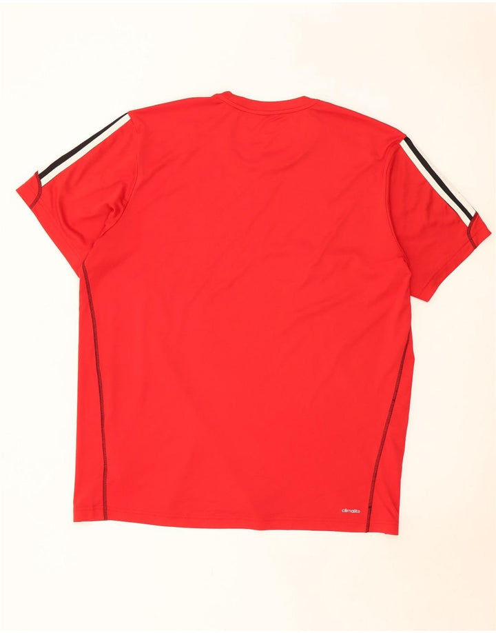 ADIDAS Herren Climalite T-Shirt Top 2XL Rot Colourblock Polyester