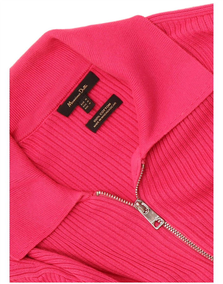 Massimo Dutti Damen Strickjacke UK 12 Mittelrosa Baumwolle