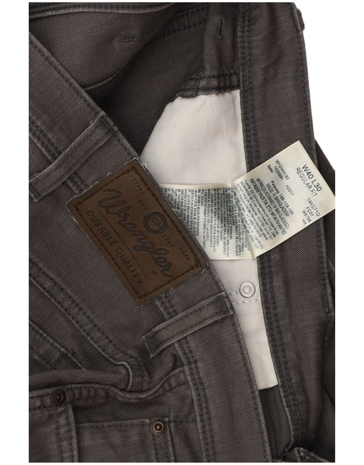 Wrangler Herren Regular Straight Jeans W40 L30 Graue Baumwolle