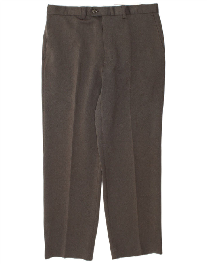 Marks & Spencer Herren-Anzughose, schmal zulaufend, W34, L29, braun, Polyester