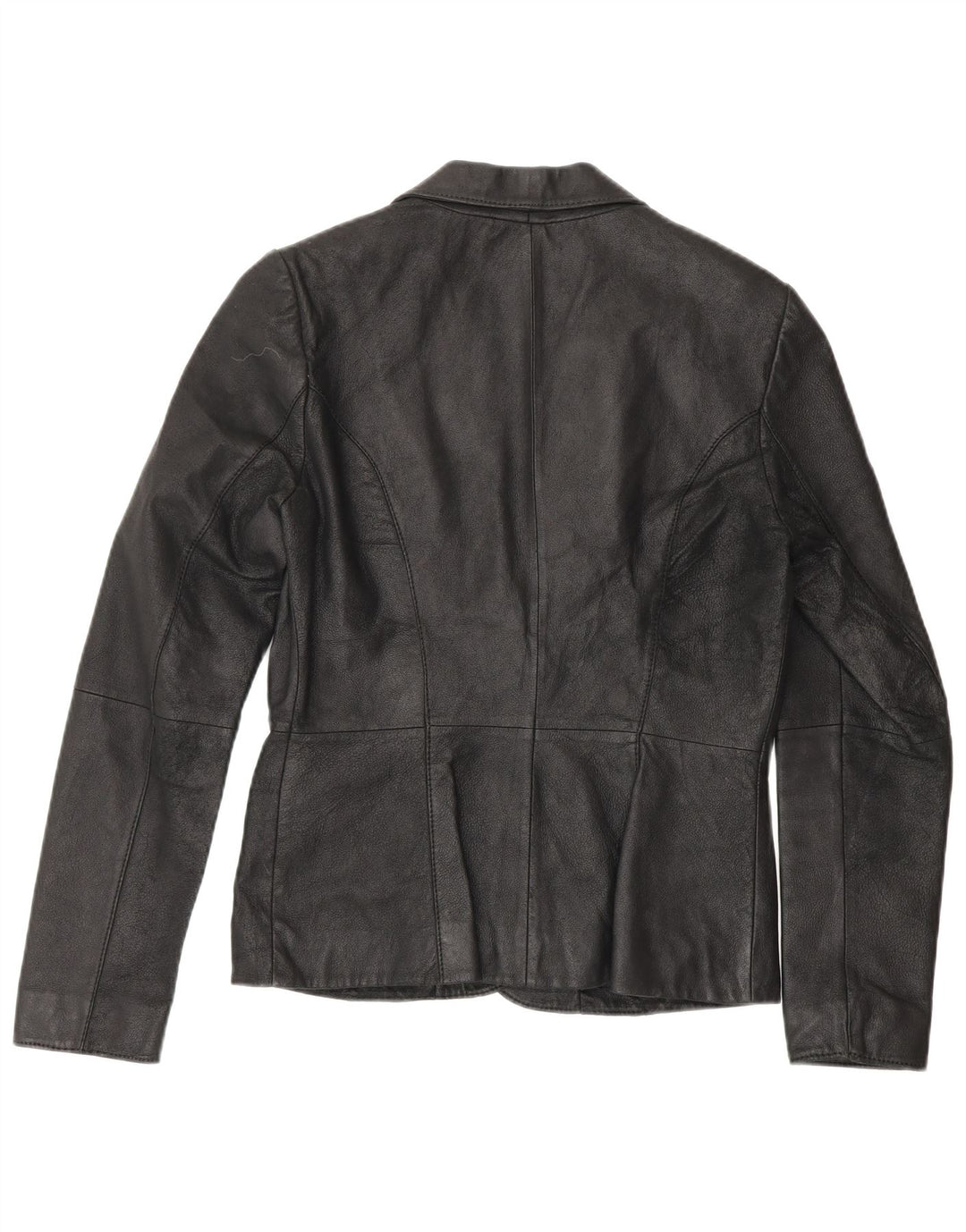 Zara Damen 2-Knopf-Lederblazerjacke UK 10 Kleines schwarzes Leder