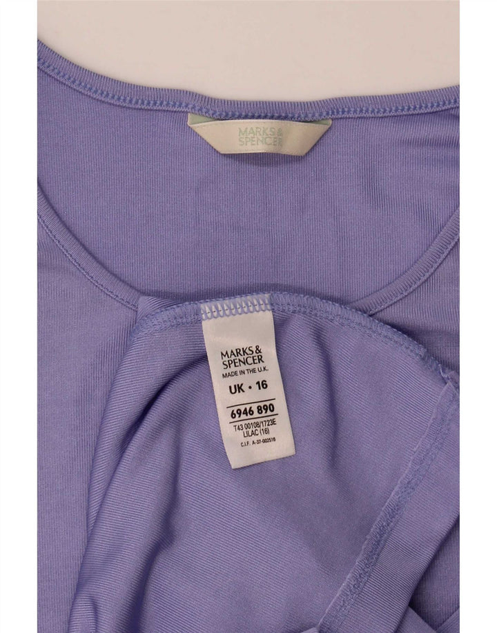 Marks & Spencer Damen T-Shirt Top UK 16 Large Lila Polyester