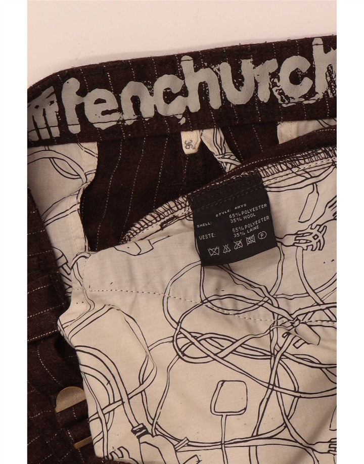 Fenchurch Gerade Herren-Cargohose W36 L33 Braunes Nadelstreifen-Polyester
