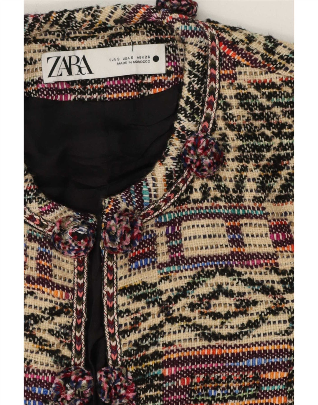 Zara Damen-Blazer, übergroß, Gr. 10, klein, mehrfarbig, geometrisch