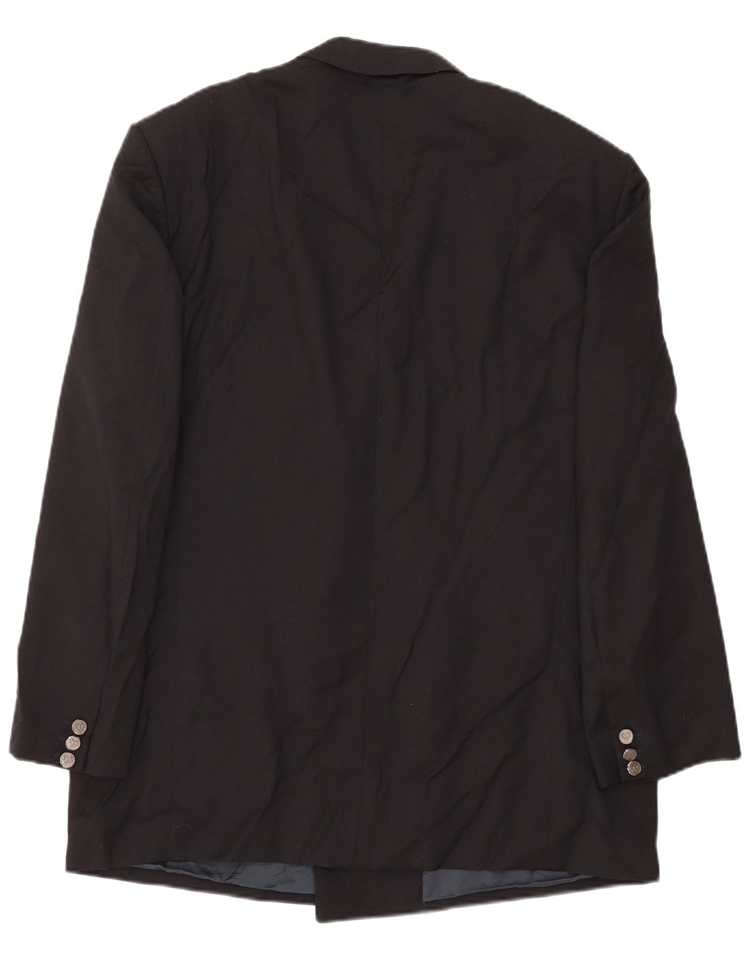 Vintage Herren Zweireiher Blazer Jacke IT 54 2XL Schwarze Wolle