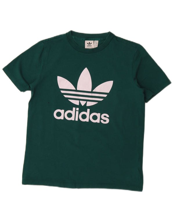 Adidas Damen Grafik T-Shirt Top UK 10 Small Grün Baumwolle