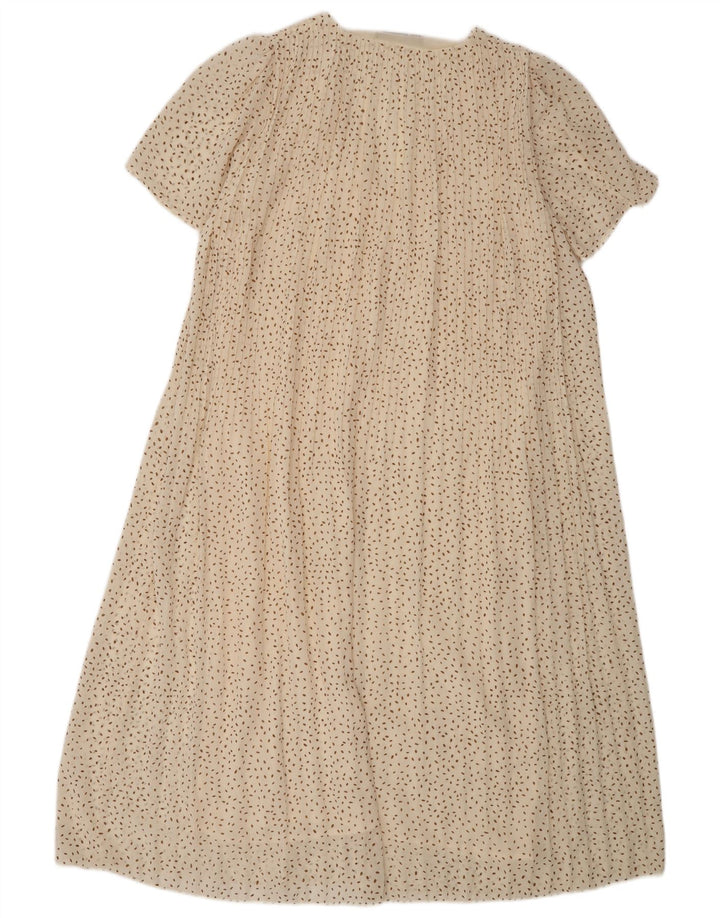 Zara Damen Maxikleid UK 14 Mittelbeige gepunktet