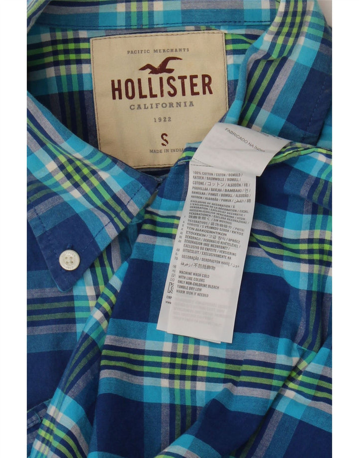 Hollister Herrenhemd, klein, blau, kariert, Baumwolle
