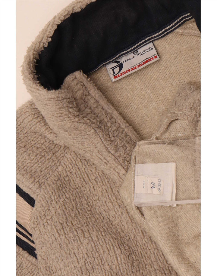 Sergio Tacchini Herren-Fleecepullover mit Reißverschluss am Hals, mittelgrau gestreift