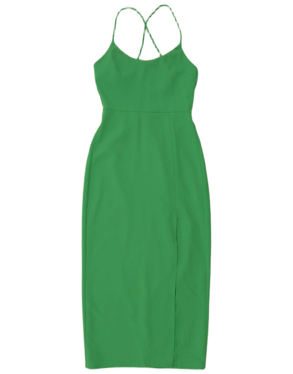 Zara Damen Neckholder-Bodycon-Kleid UK 4 XS Grün Polyester