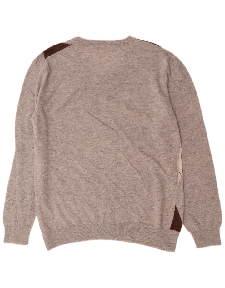 Lotto Herren-Pullover mit V-Ausschnitt, XL, graue Argyle-/Diamantwolle
