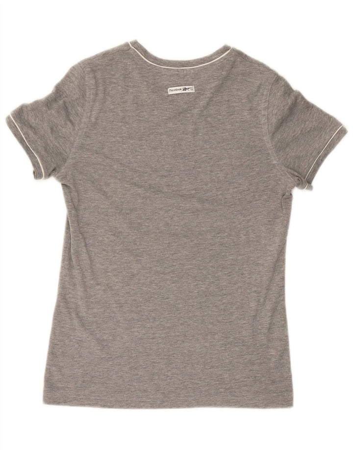 REEBOK Damen Graphic T-Shirt Top UK 14 Mittelgraue Baumwolle