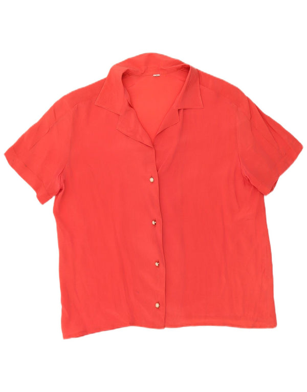 Vintage Damen Kurzarm-Hemdbluse UK 10 Kleine orange Seide