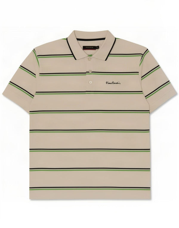 Pierre Cardin Herren-Poloshirt, groß, weiß gestreift, Baumwolle