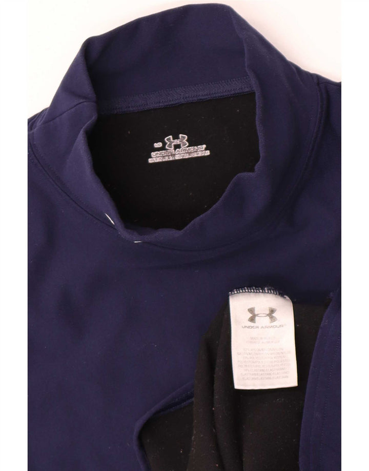 Under Armour Damen Top Langarm UK 14 Large Marineblau Nylon