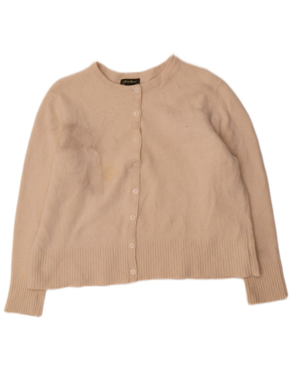 Eddie Bauer Damen Crop Cardigan Pullover UK 20 2XL Beige Wolle