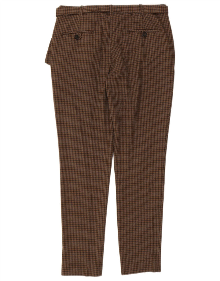Zara Slim Chino-Hose für Damen, mittelgroß, W28, L28, braun kariertes Polyester