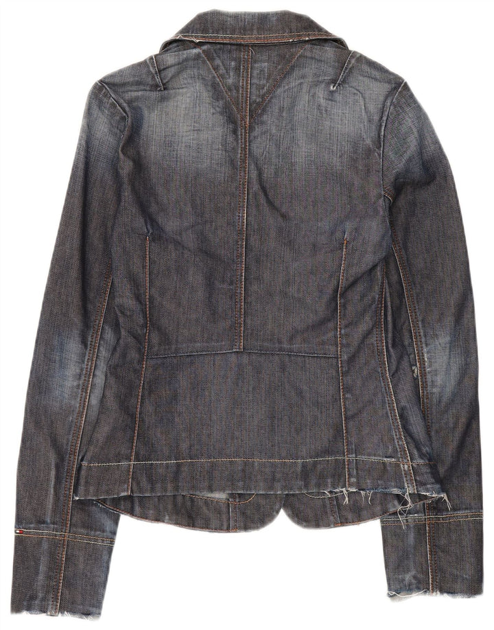 Tommy Hilfiger Damen-Denim-Blazer mit 3 Knöpfen, UK 12, mittleres Marineblau