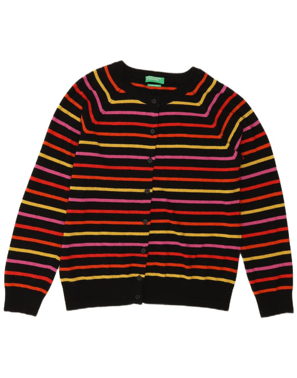 Benetton Damen-Cardigan-Pullover UK 14 Medium Mehrfarbig gestreift