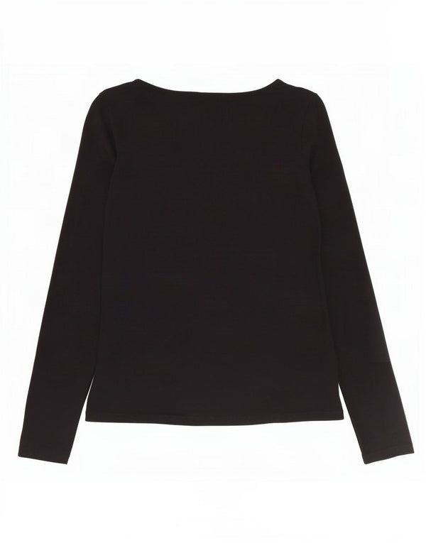 Jigsaw Damen Top Langarm UK 10 Small Schwarz Baumwolle