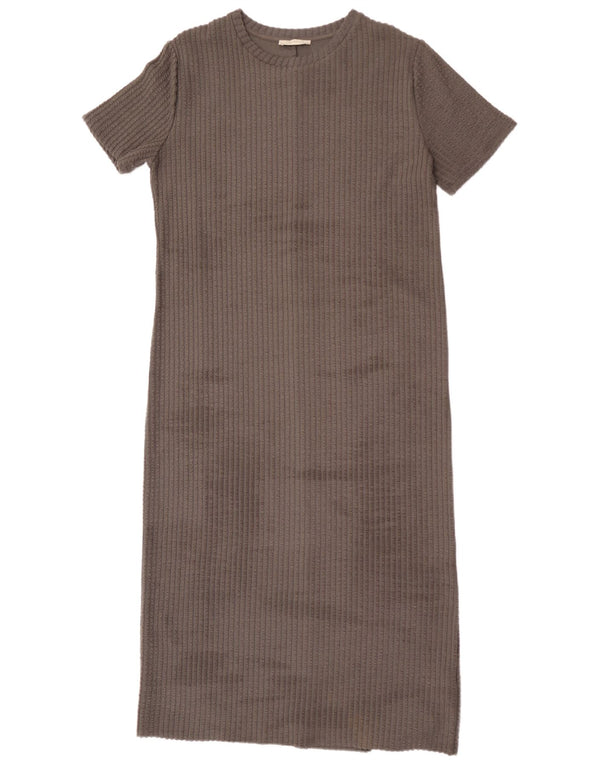 Zara Damen Trafaluc Kurzarm-Pulloverkleid UK 14 Große graue Baumwolle