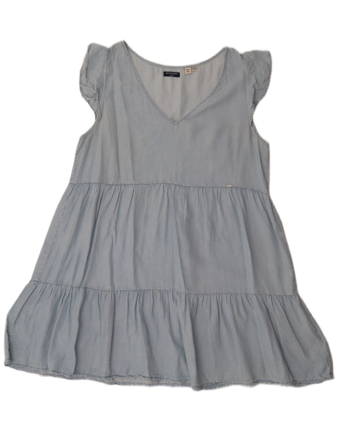 SUPERDRY A-Linien-Kleid für Damen, UK 14, mittelblaues Lyocell