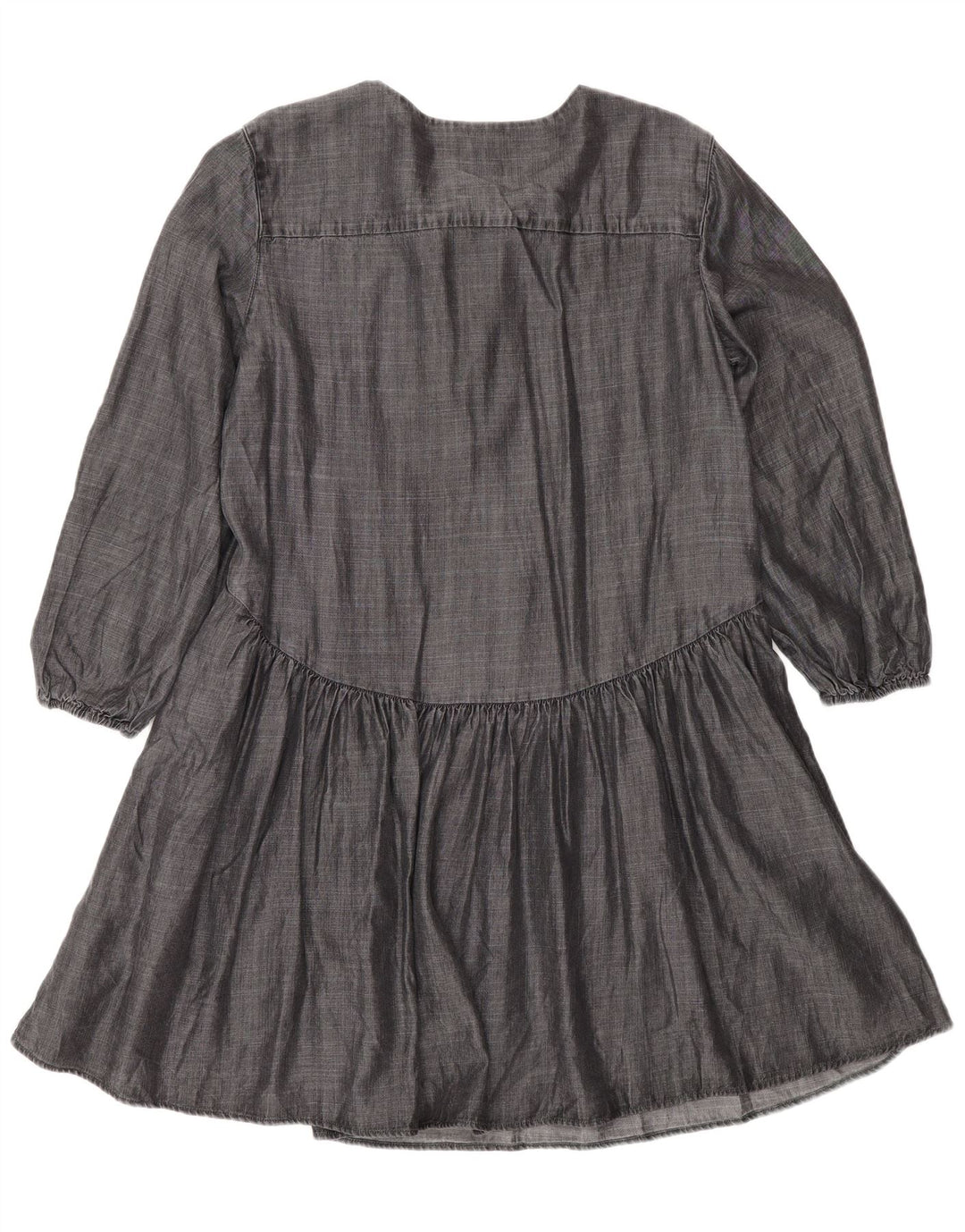 Superdry Damen Langarm-A-Linien-Kleid UK 12 Mittelgraues Lyocell