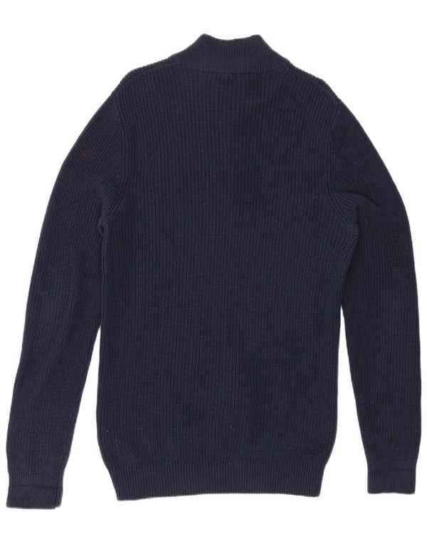 CREW CLOTHING Damen-Pullover mit Reißverschluss am Hals, UK 14, mittlere Marineblau-Baumwolle