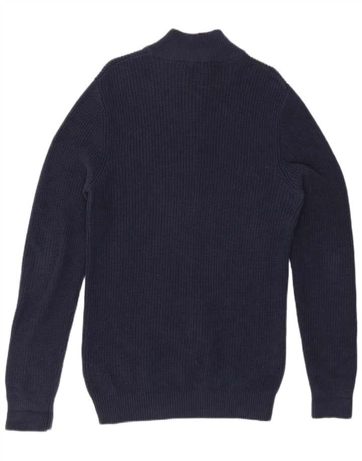 CREW CLOTHING Damen-Pullover mit Reißverschluss am Hals, UK 14, mittlere Marineblau-Baumwolle