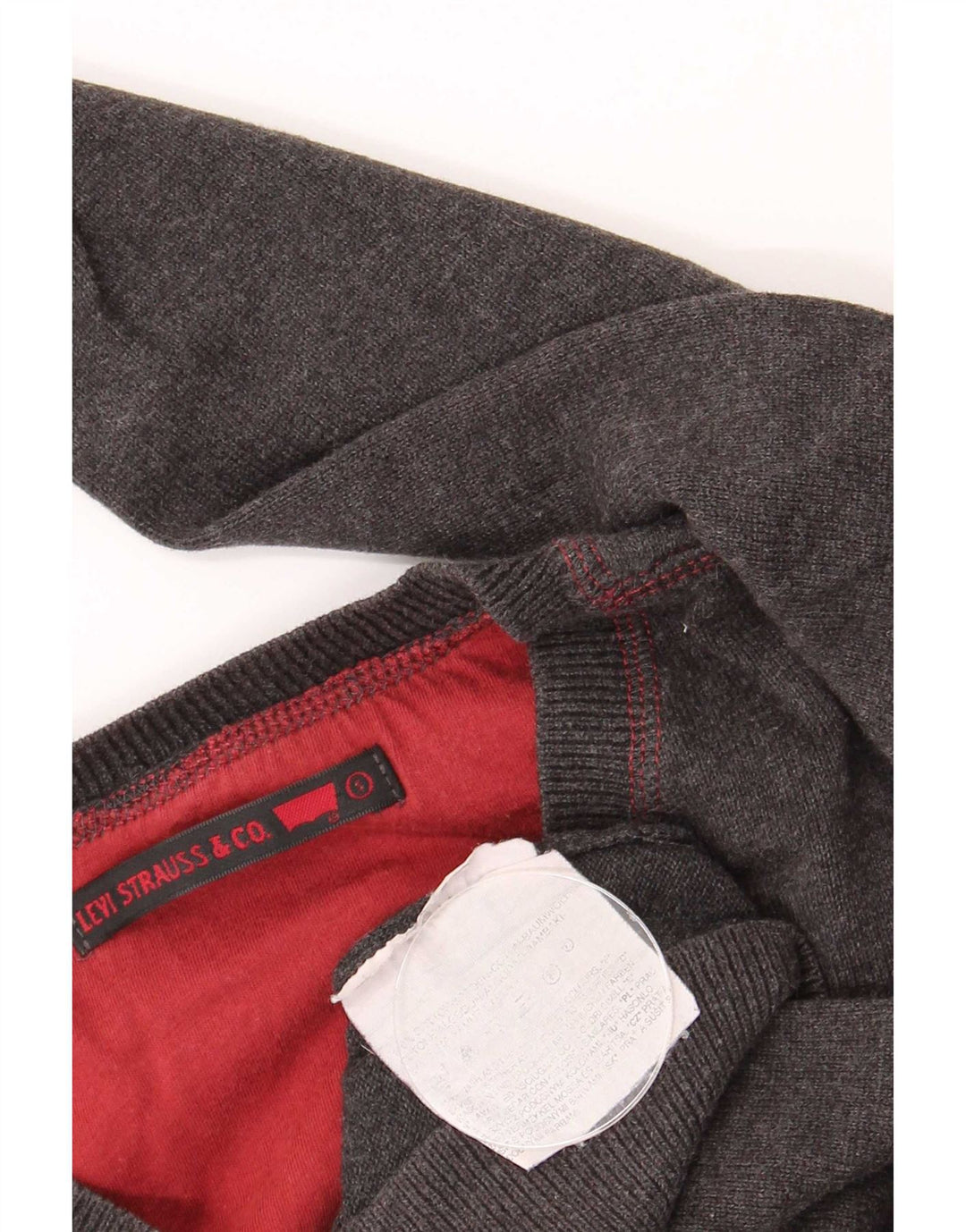 Levi's Herren-Pullover mit V-Ausschnitt, Größe S, graue Baumwolle