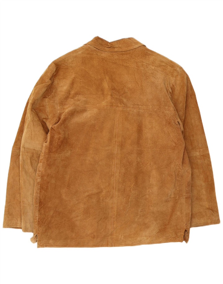 Vintage Herren 3-Knopf-Wildleder-Blazerjacke UK 38 Mittelbeiges Leder