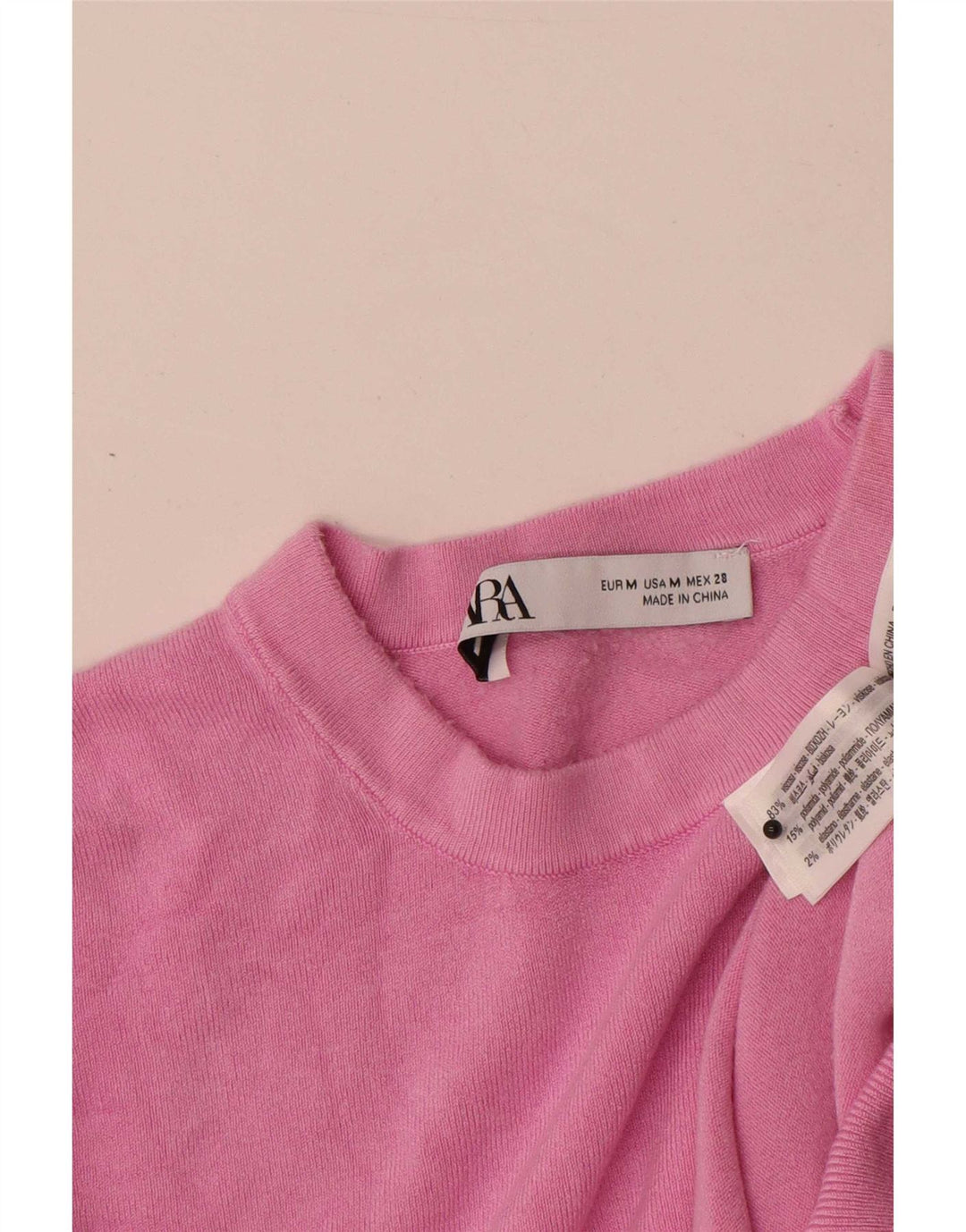 Zara Damen-Pullover mit Rundhalsausschnitt, Gr. 12, mittelrosa Viskose