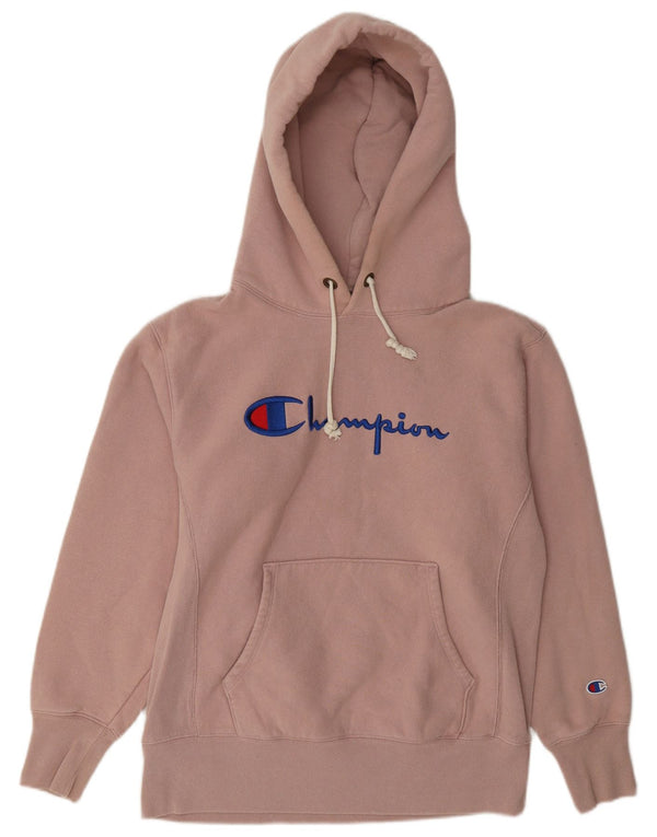 Champion Womens Graphic Hoodie Pullover UK 10 Small Rosa Baumwolle