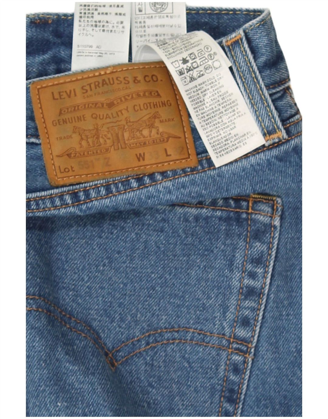 Levi's Herren 551 Straight Jeans W33 L32 Blaue Baumwolle