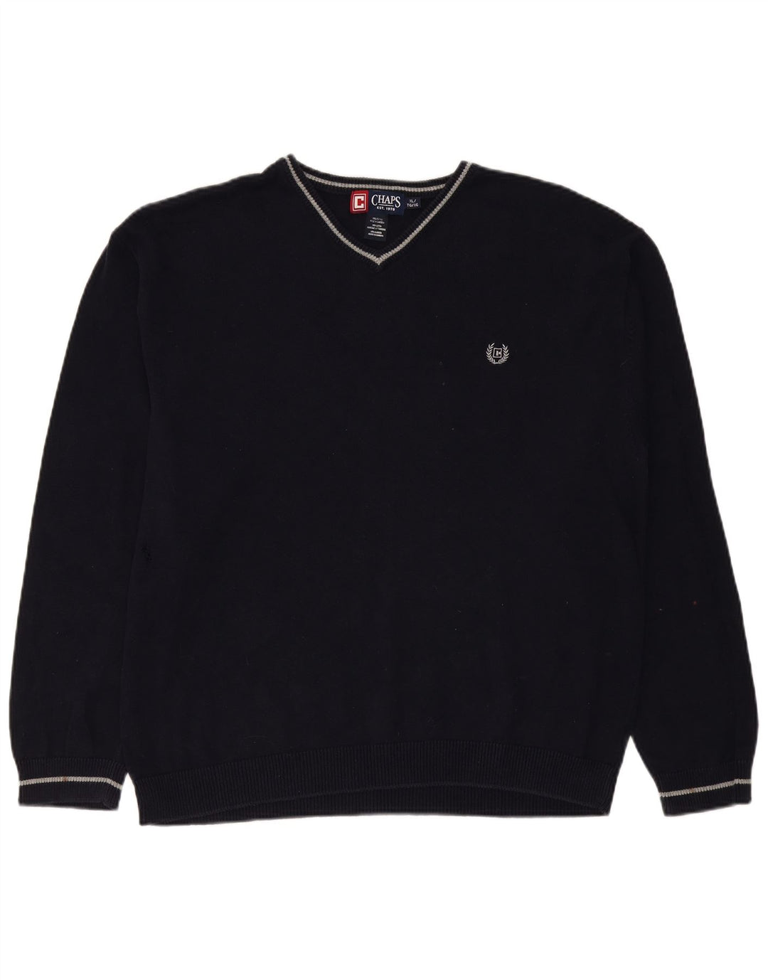 CHAPS Herren-Pullover mit V-Ausschnitt, XL, marineblau, Baumwolle