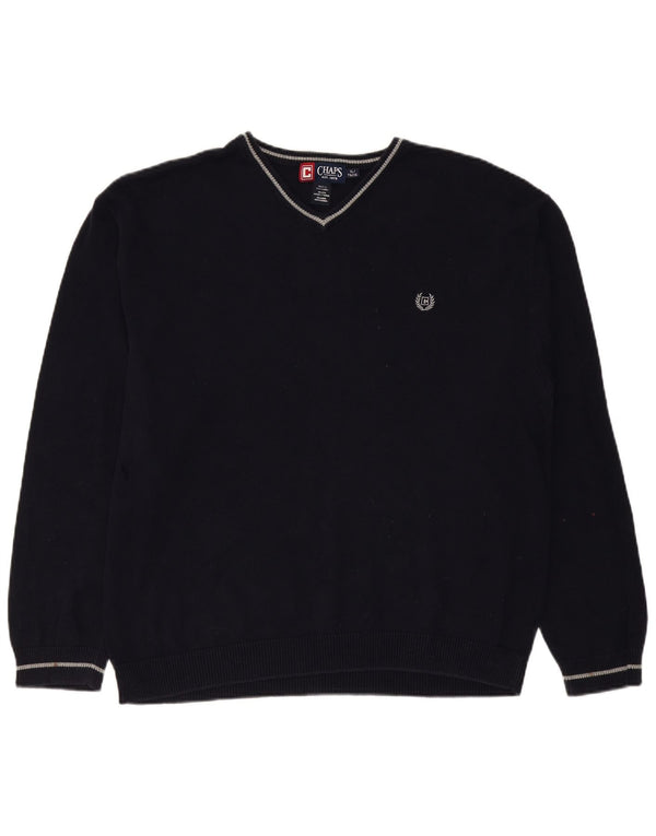CHAPS Herren-Pullover mit V-Ausschnitt, XL, marineblau, Baumwolle